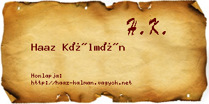 Haaz Kálmán névjegykártya
